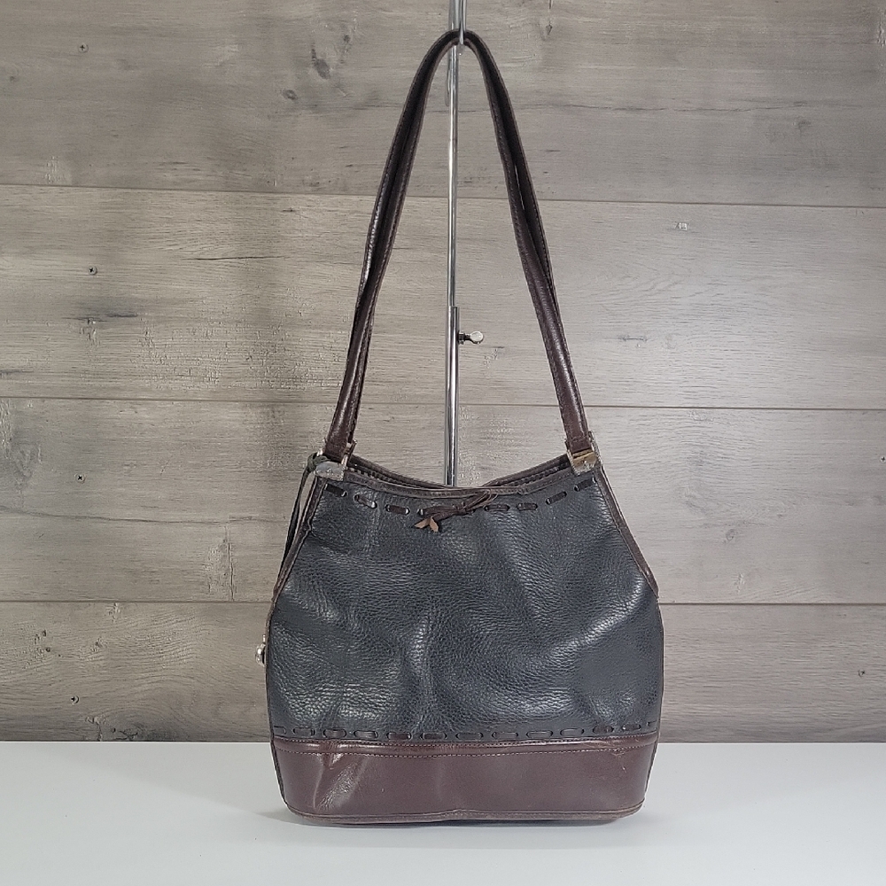 Vintage Brighton Two-Tone Brown and Black Leather Shoulder Bag